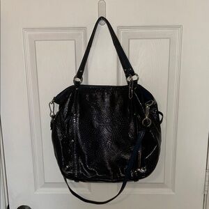 Navy COACH Textured Shoulder Bag